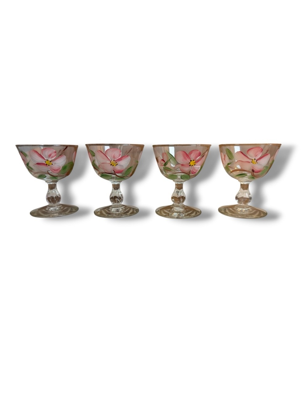 Vintage Franciscan Desert Rose Stemmed Sherbet/Champagne Glasses -Set of 4